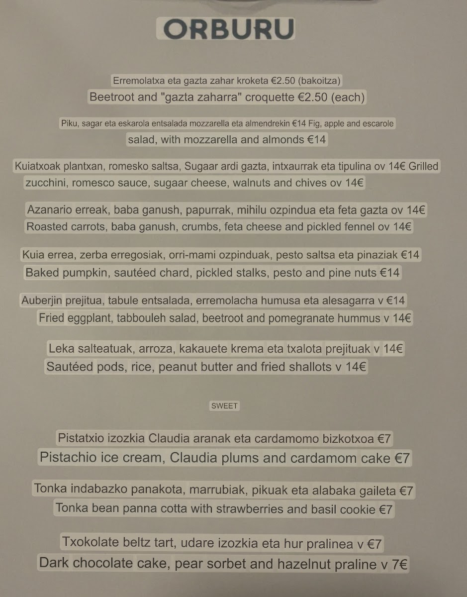 Menu - Orburu photo 2